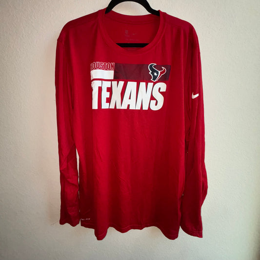 NFL Houston Texans Red The Nike Tee Dri-fit long sleeve shirt size 2XL