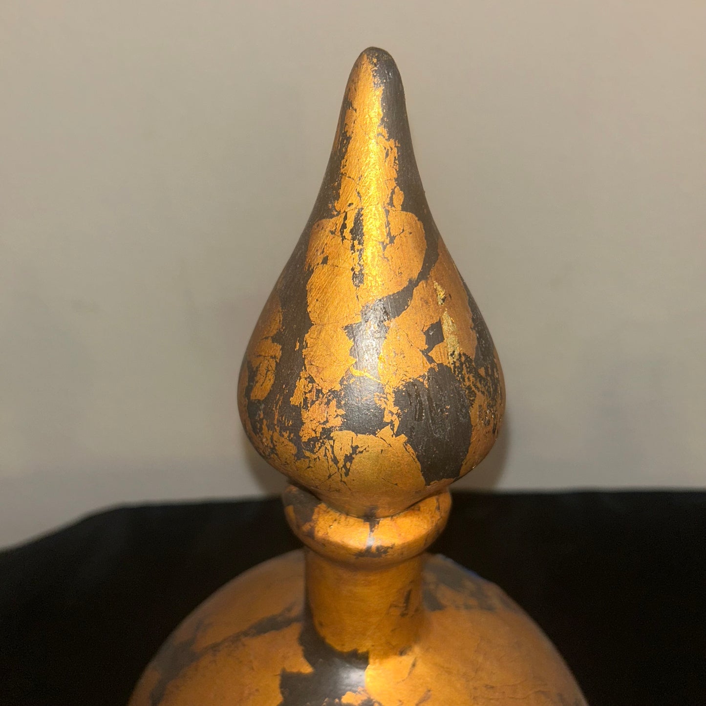 Gold and black vase, genie bottle style with lid