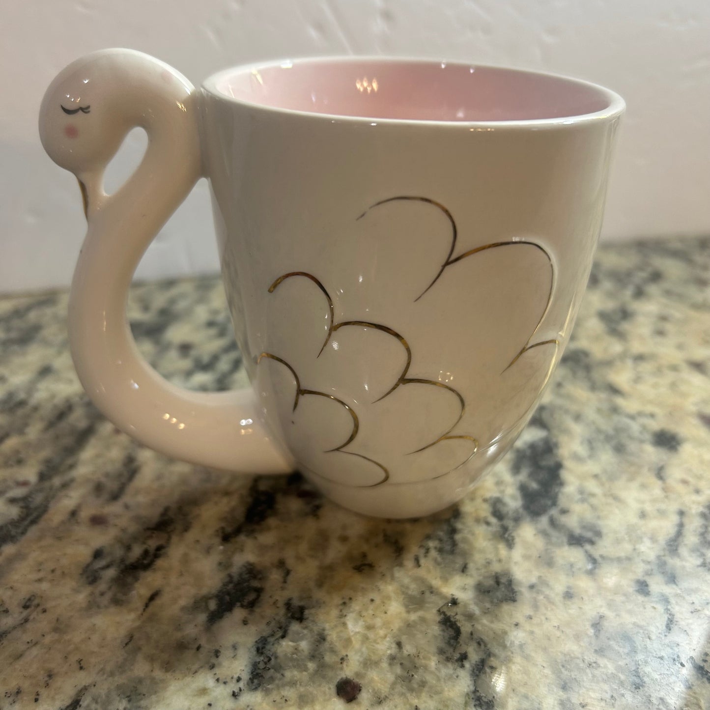 Swan Mug White, Pink and Gold 3D