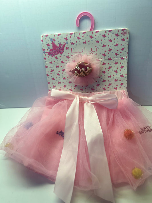Lulu Pink Happy Birthday TuTu Skirt and Tiara Hair-clip set (toddler)
