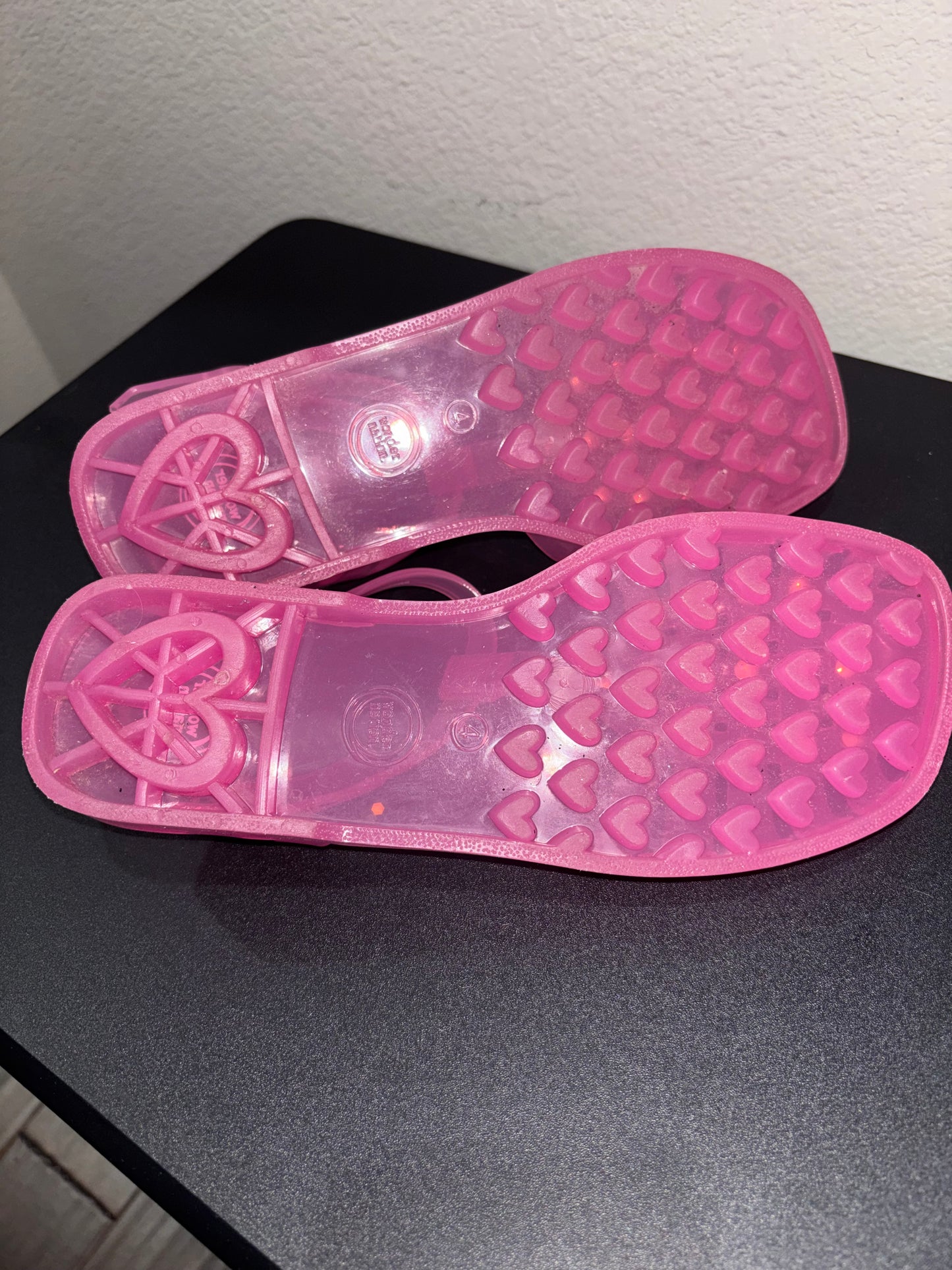 Pink With Rhinestone Design Jelly Shoes size 4 by Wonder Nation