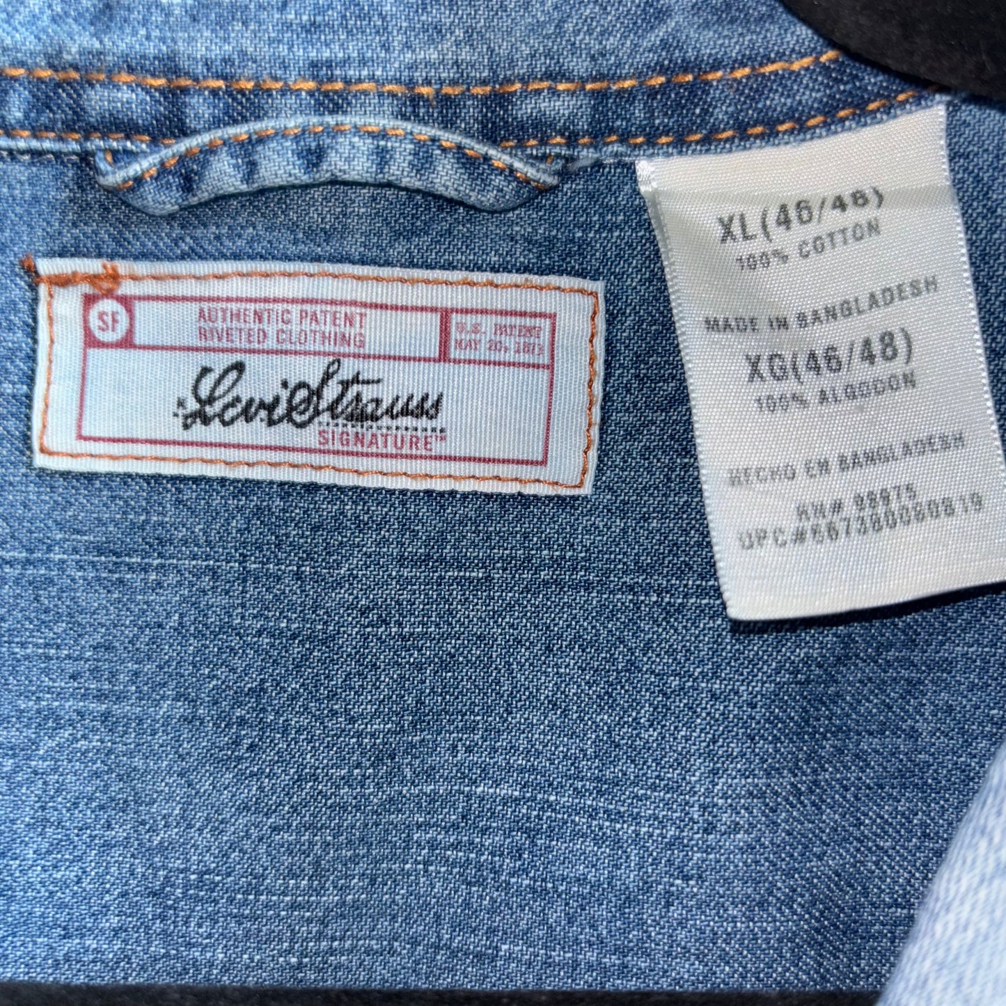 Oklahoma State University (OSU)Cowboys Levi Strauss Blue Jean Long Sleeve Button Down shirt, size XL (46/48)