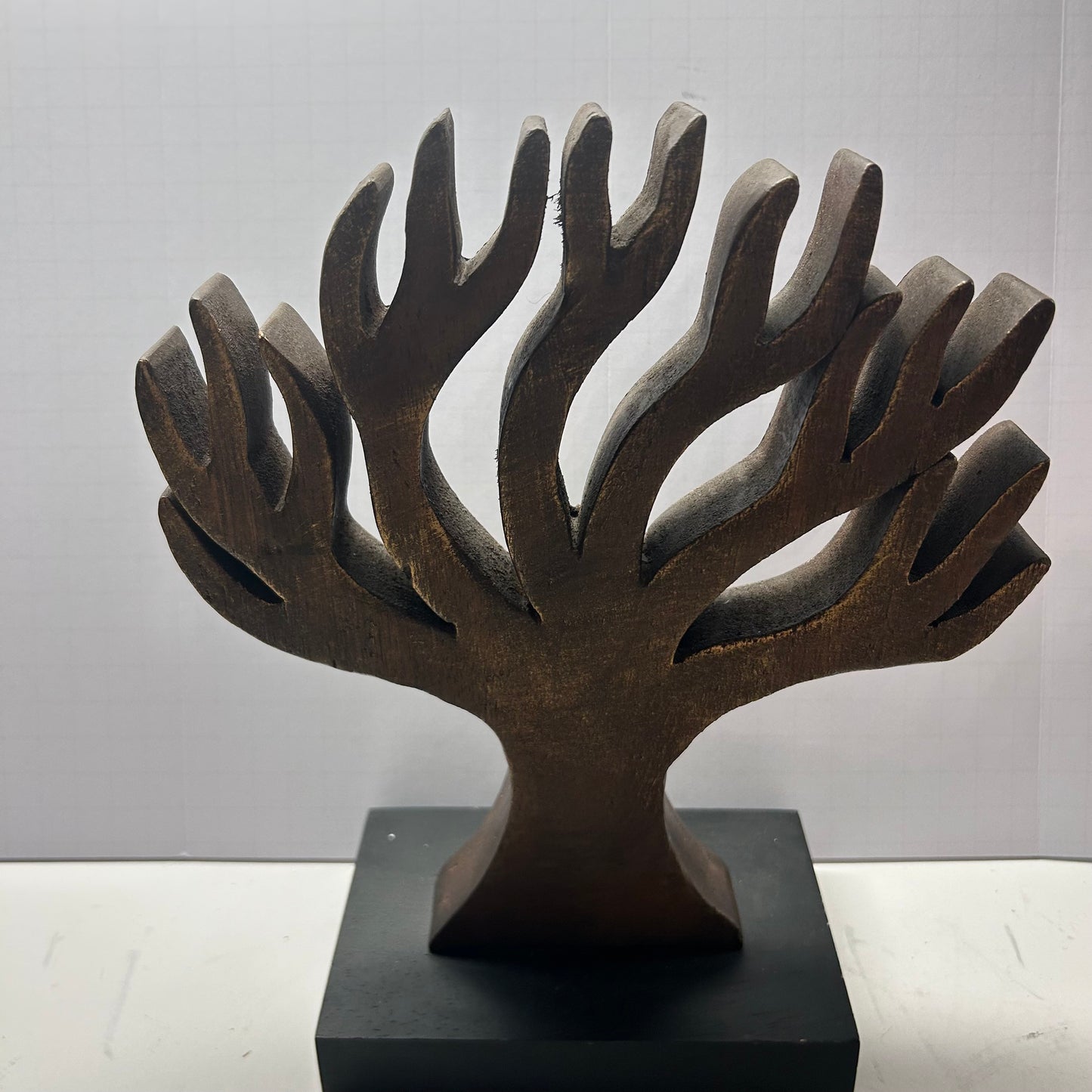 Carved Wood Tree pedestal Home Decor