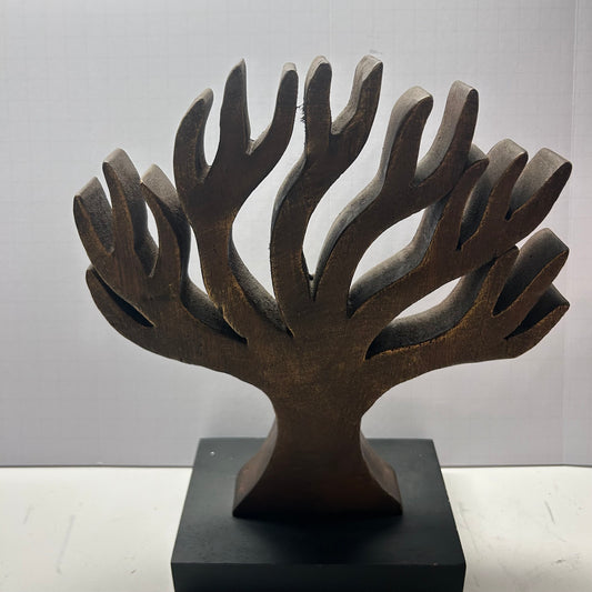 Carved Wood Tree pedestal  Home Decor