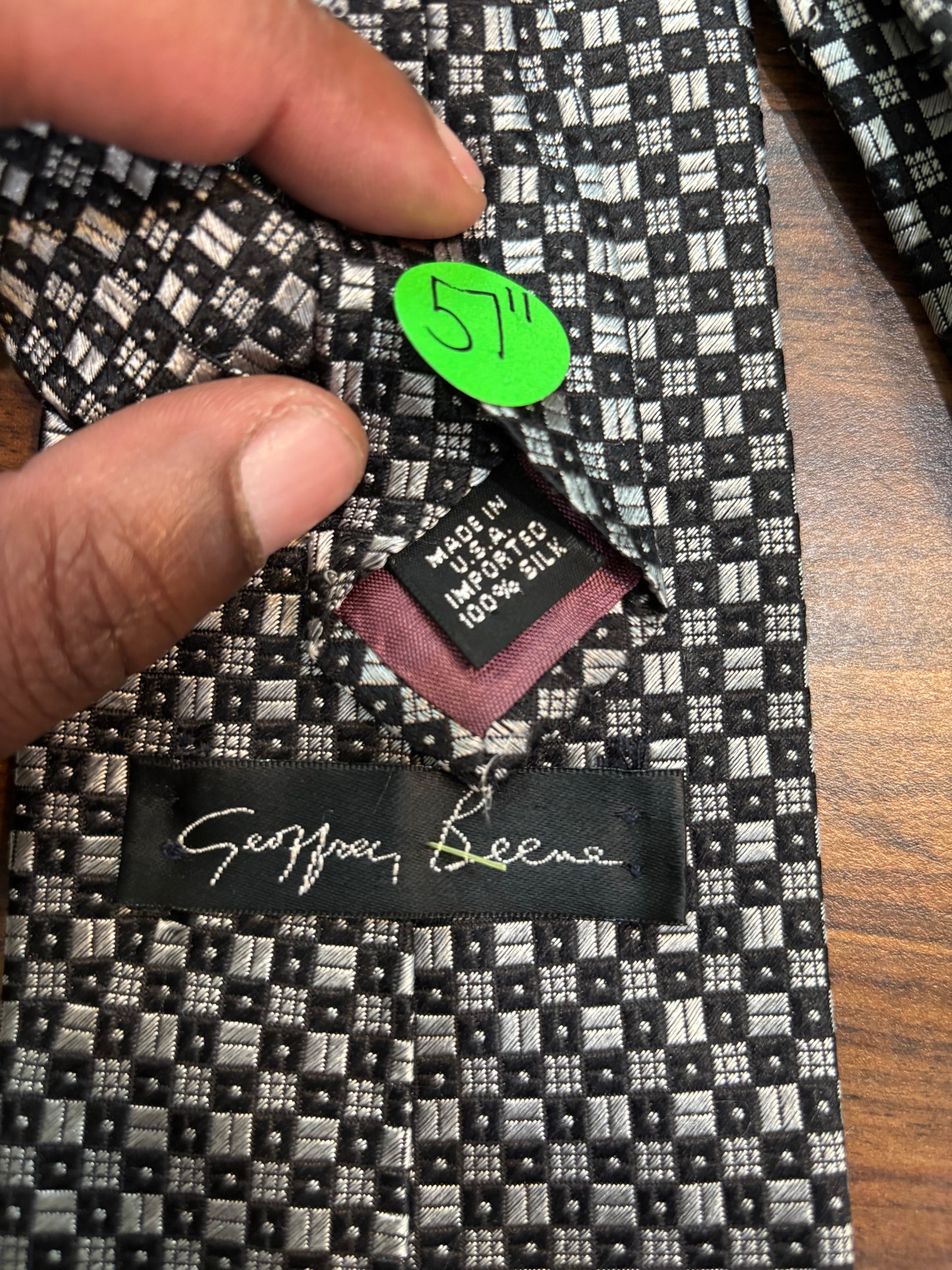 G.Beene Black & Gray Tie 100% Silk 57”