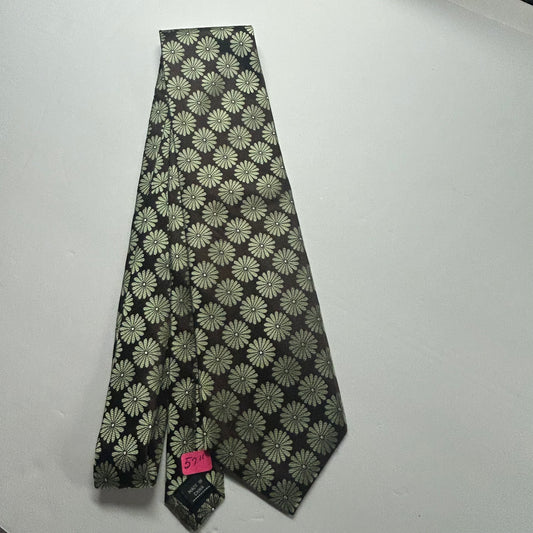 Brown and Mint Green Floral Design Men’s Tie