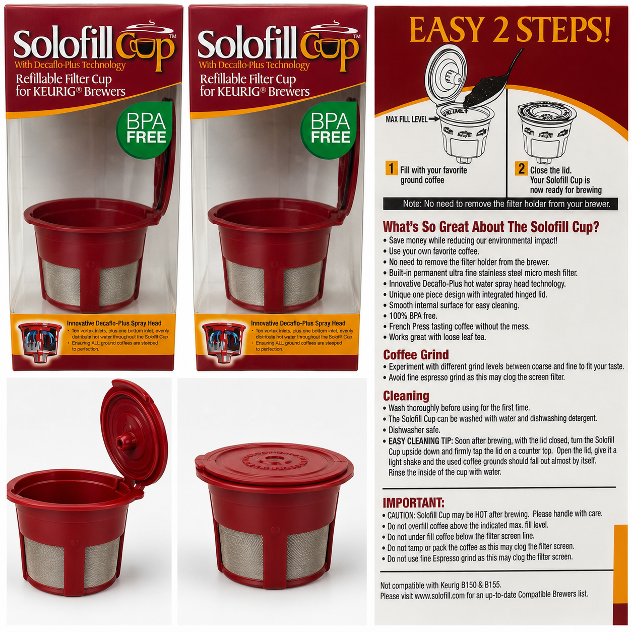 Solofill Keureg refillable filter cups set of 2
