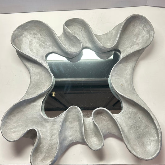 Handmade Gray Ceramic Mirror Tray