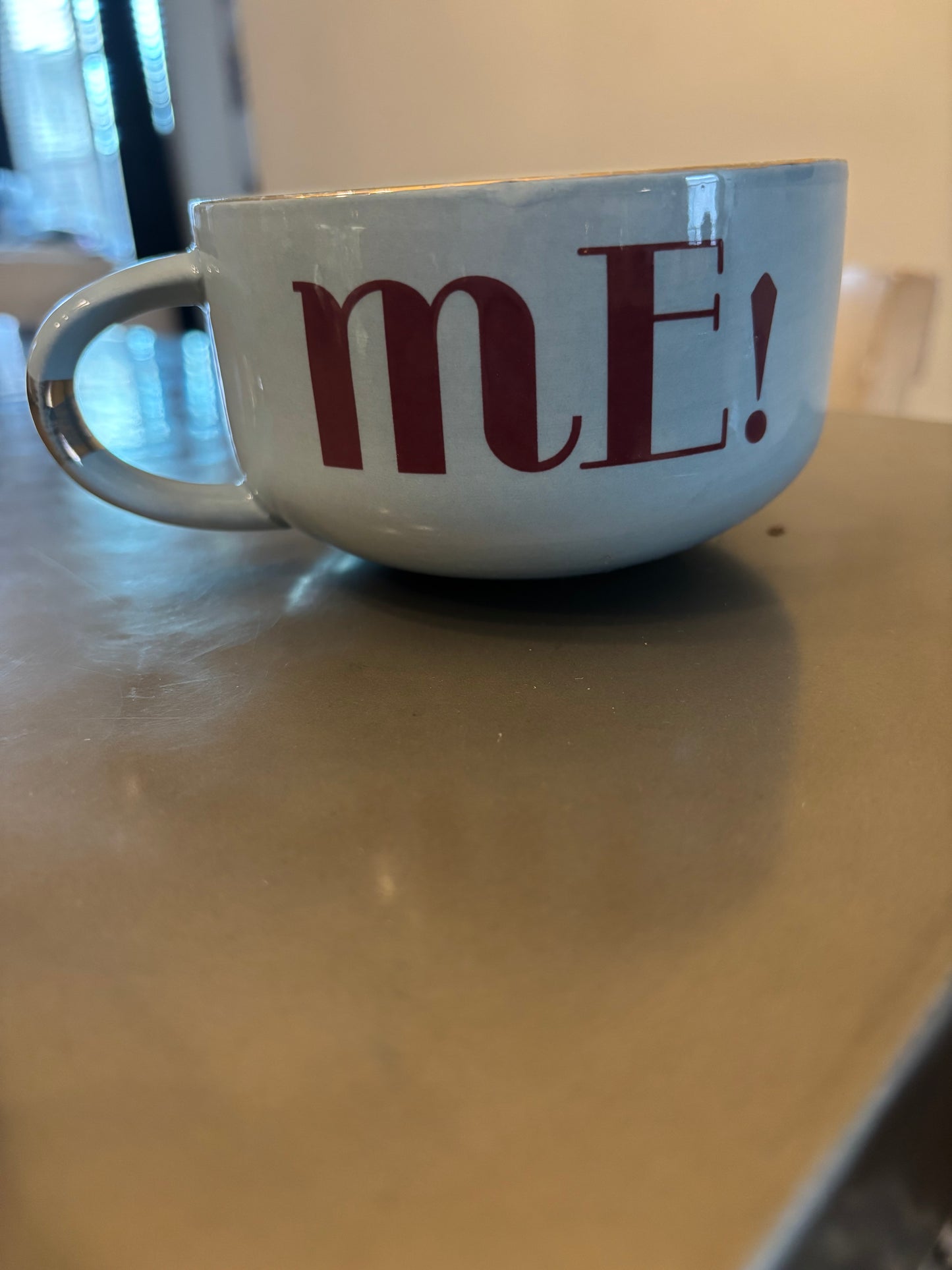 Light blue and brown “mE!”Mug by anthropology