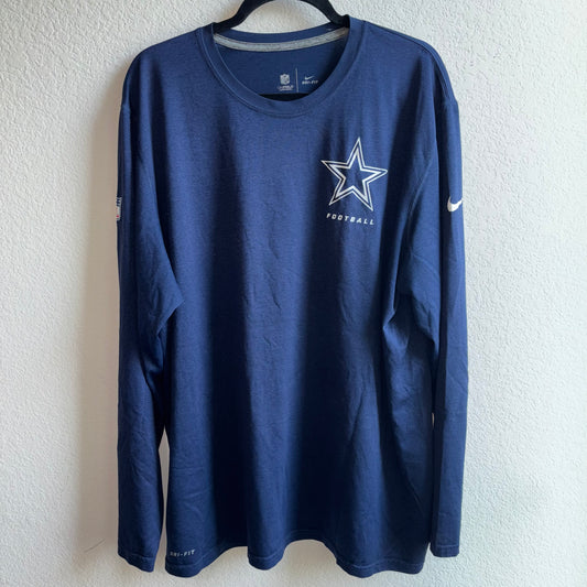 NFL Nike Dri-Fit Dallas Cowboys 2XL Blue Long Sleeve Shirt