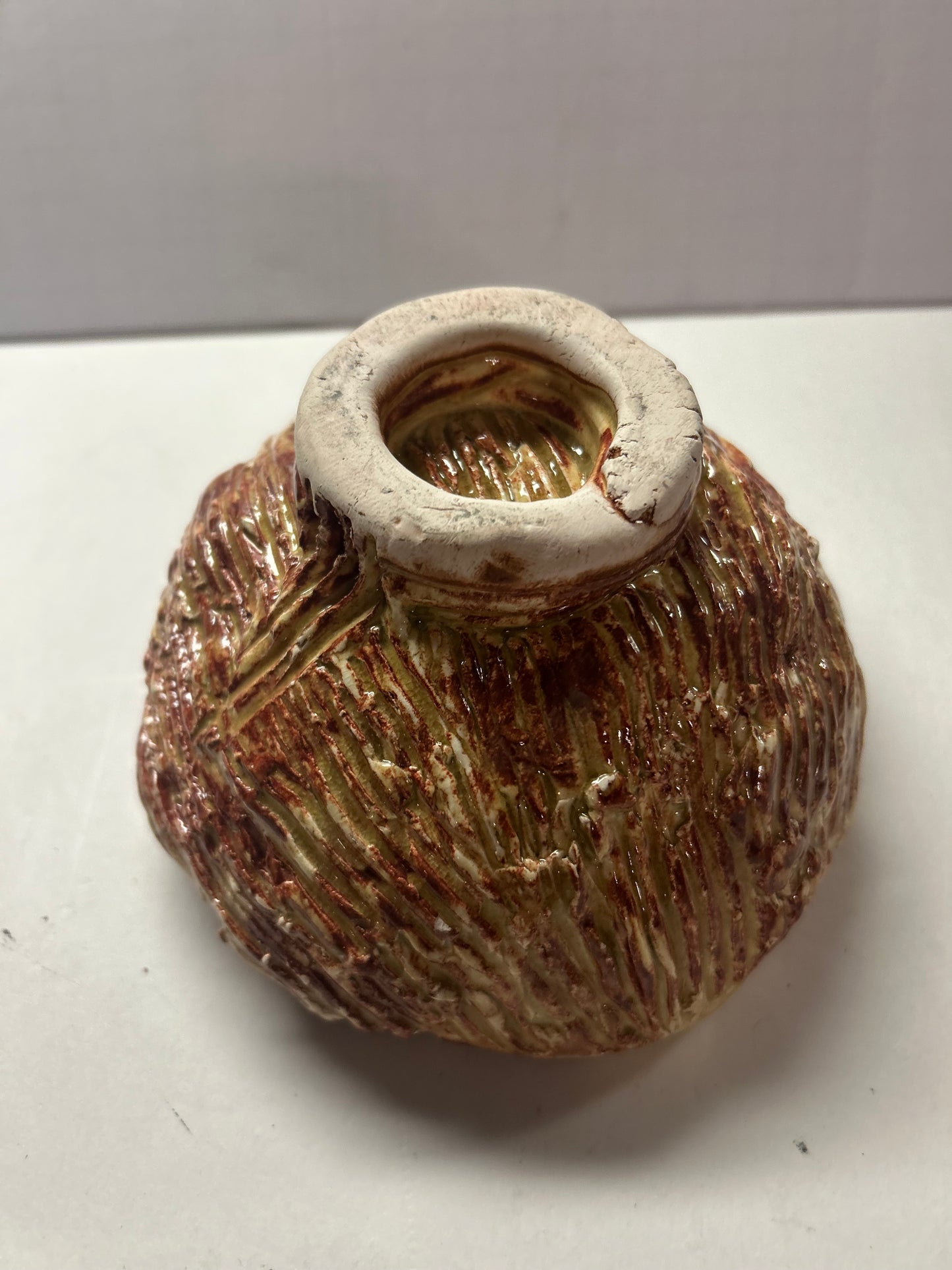 Handmade pottery multicolor glazed bowl