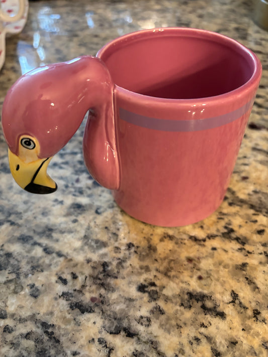 Vintage 1986 Ceramic 3D Pink Flamingo Mug