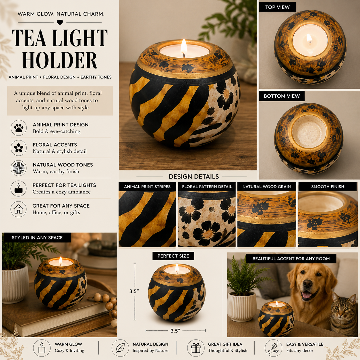 Animal Print tea light holder