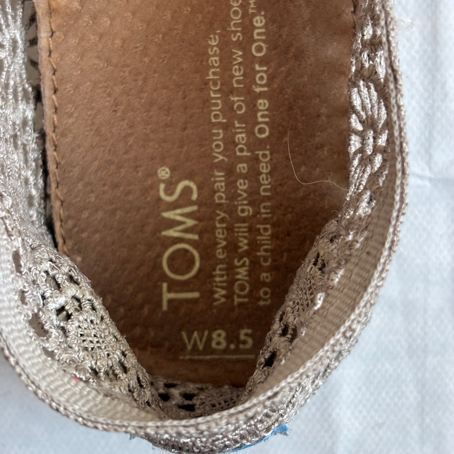Tom’s lace crochet gray shoes size 8.5