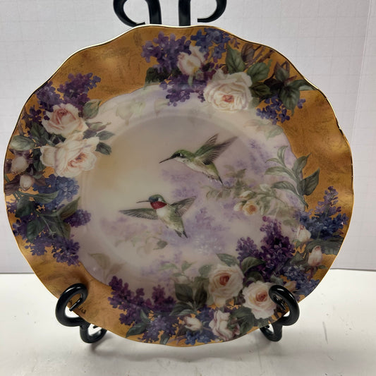 Yellow Porcelain decorative plate Birds & Flower