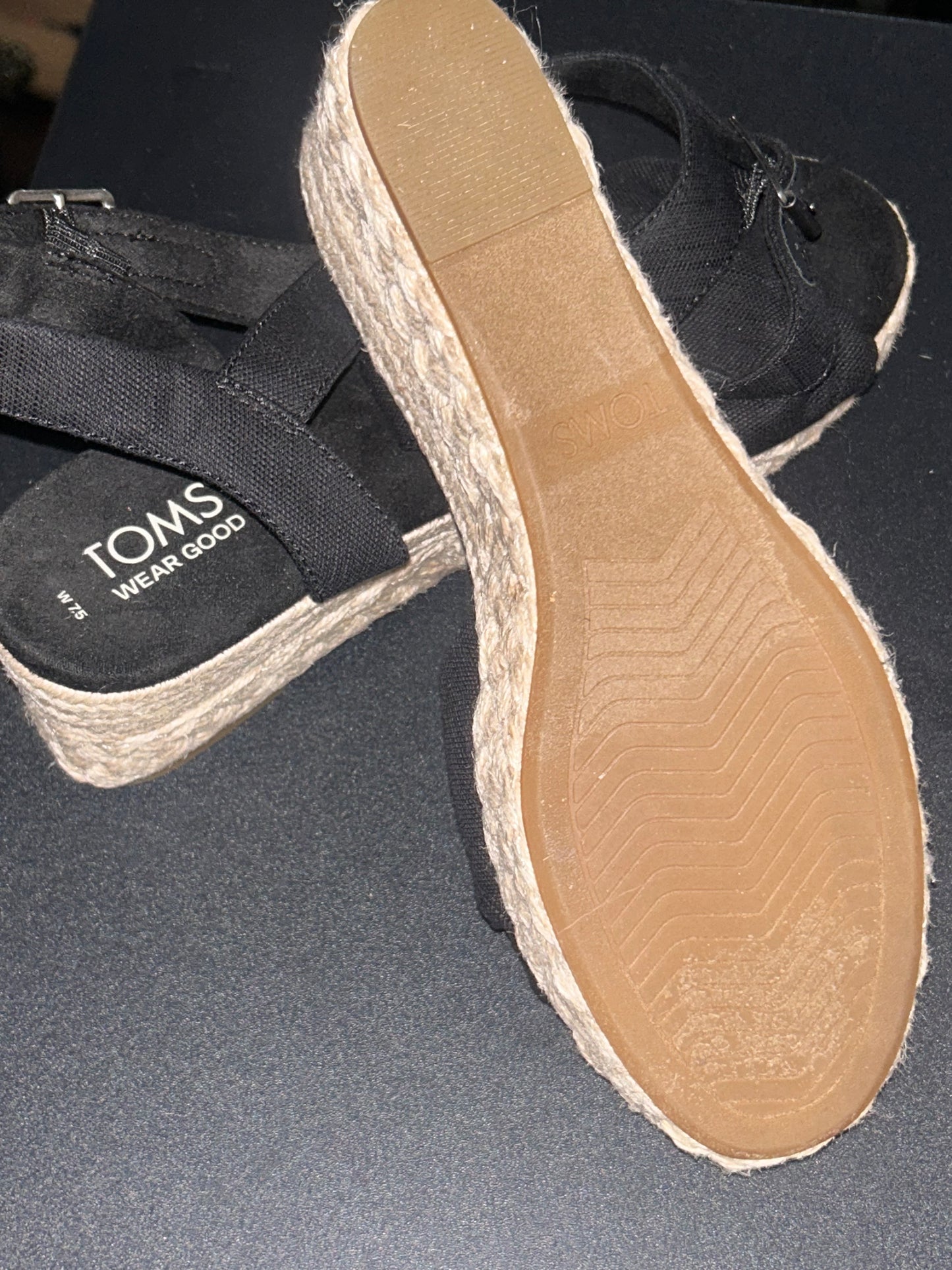 TOMS Women’s Black Wedge Espadrilles size 7.5