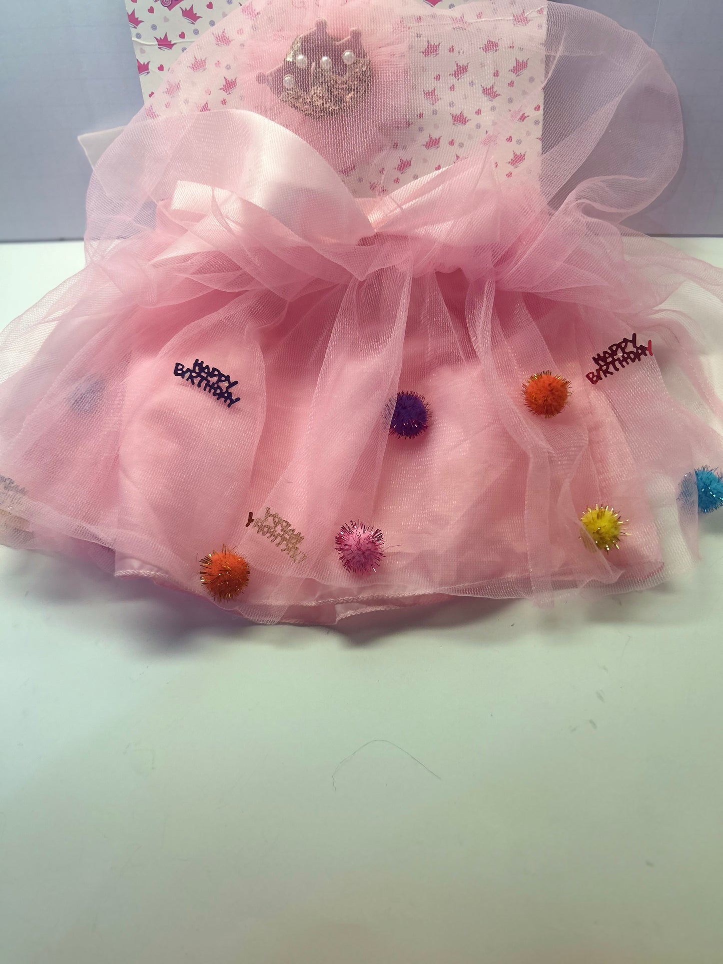 Lulu Pink Happy Birthday TuTu Skirt and Tiara Hair-clip set (toddler)