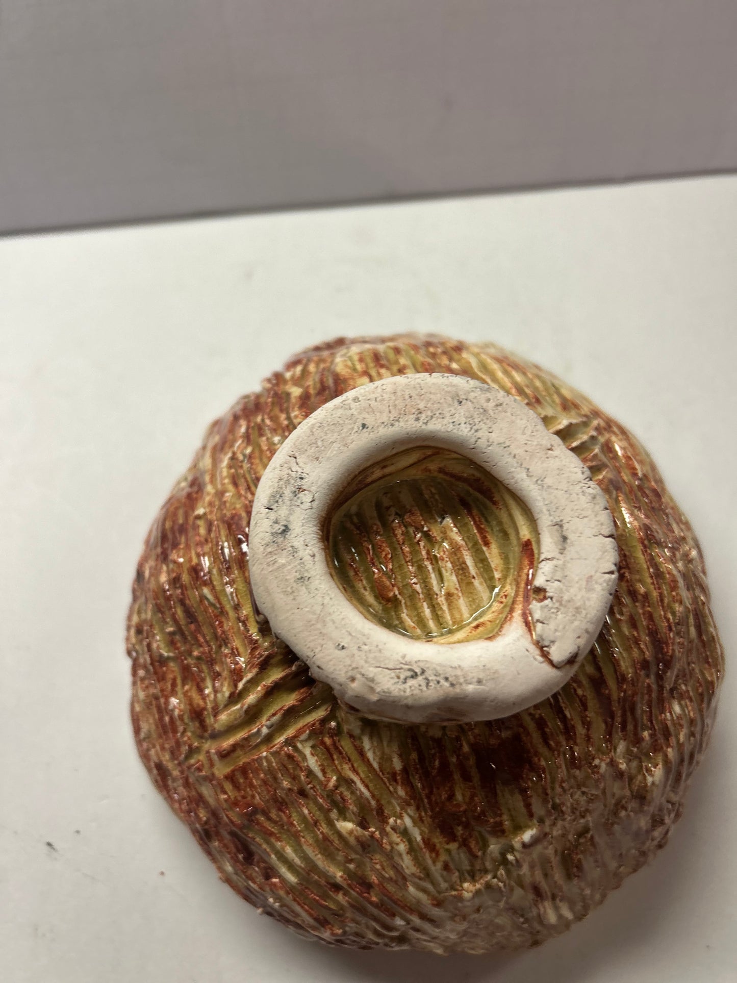 Handmade pottery multicolor glazed bowl