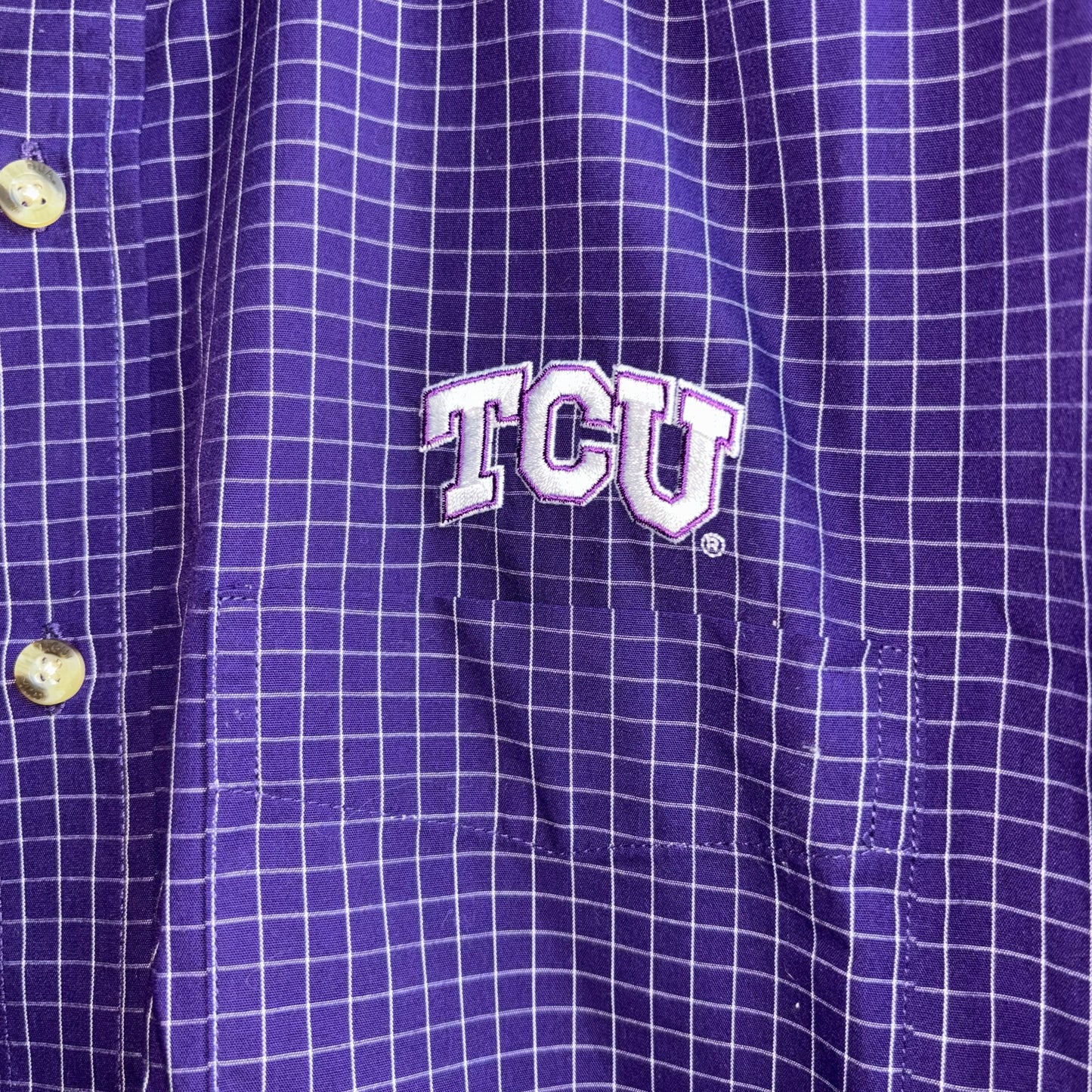TCU Purple w/ Thin White Lines Long Sleeve Polo