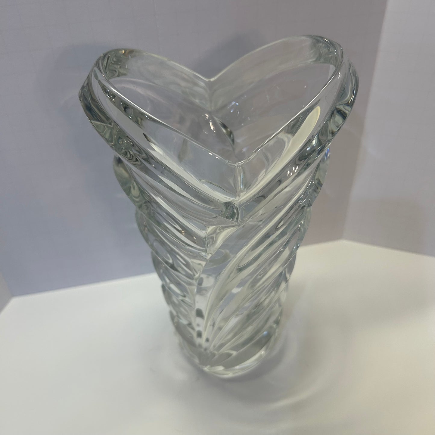 Mikasa Wyndham Heart Shape Glass Crystal Vase 9”
