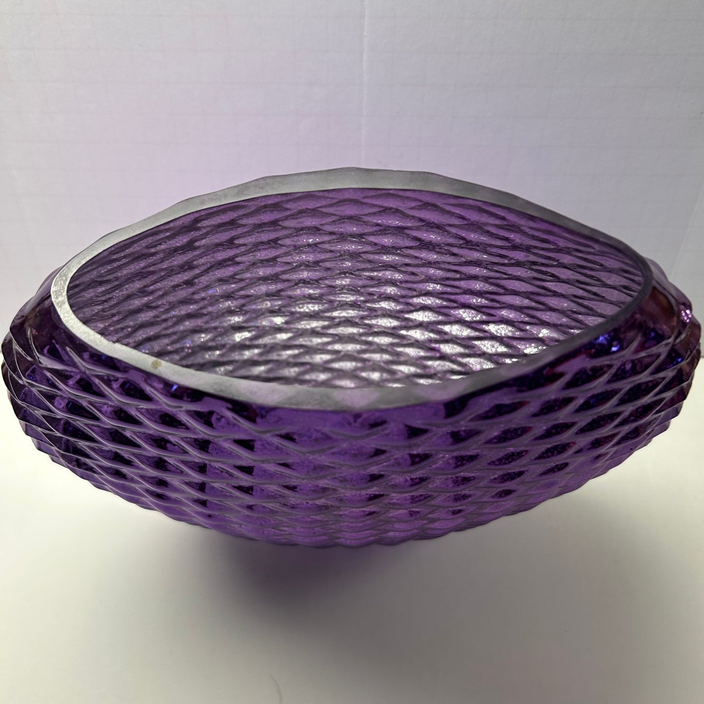 Purple Glass Vase w/ Diamond Design