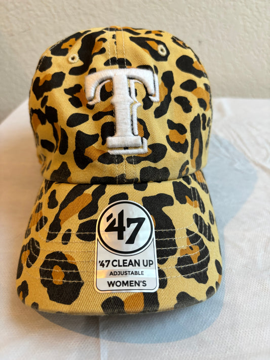 Women’s leopard Texas Rangers adjustable baseball hat by 47
