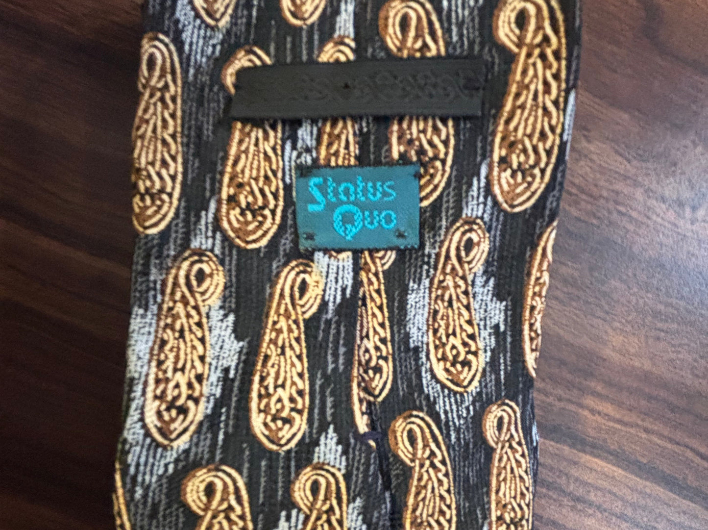 Status Quo Blue with Gold Paisley Patterned Tie 100% Silk 56”