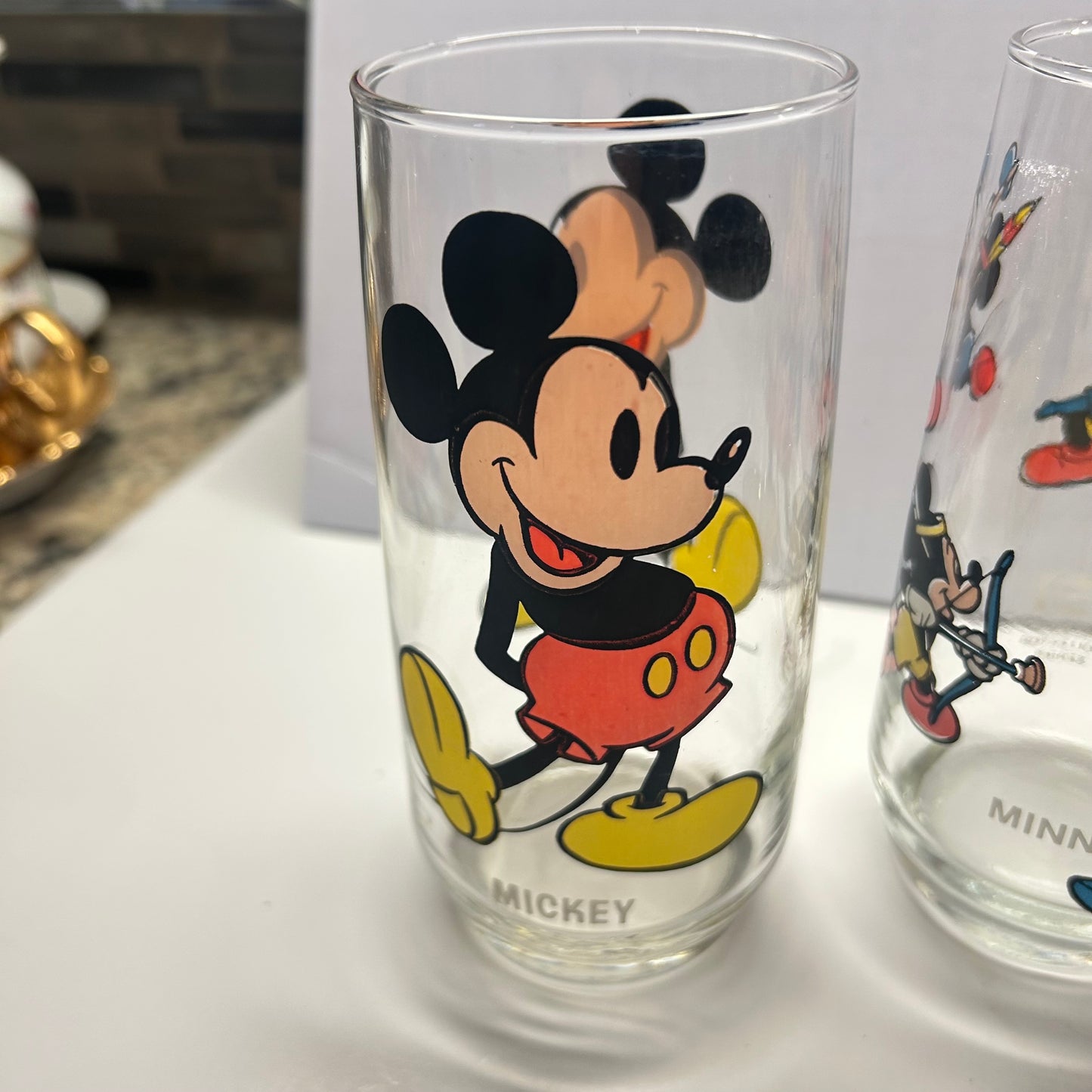 Vintage Disney Characters Micky and Friends Glasses 12oz (Set of 5)
