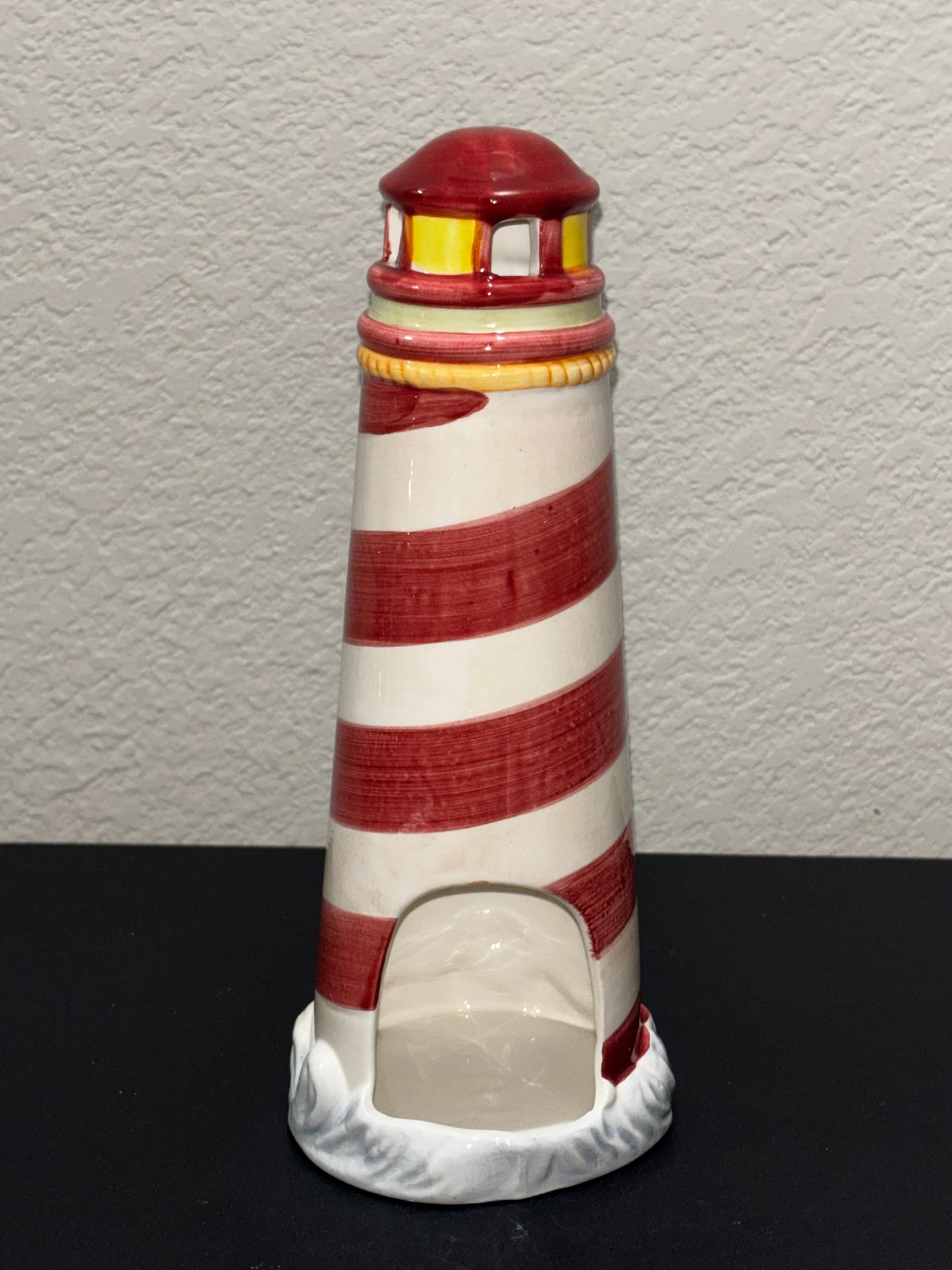 Ceramic Lighthouse Tee Light Holder 9.5 inches tall