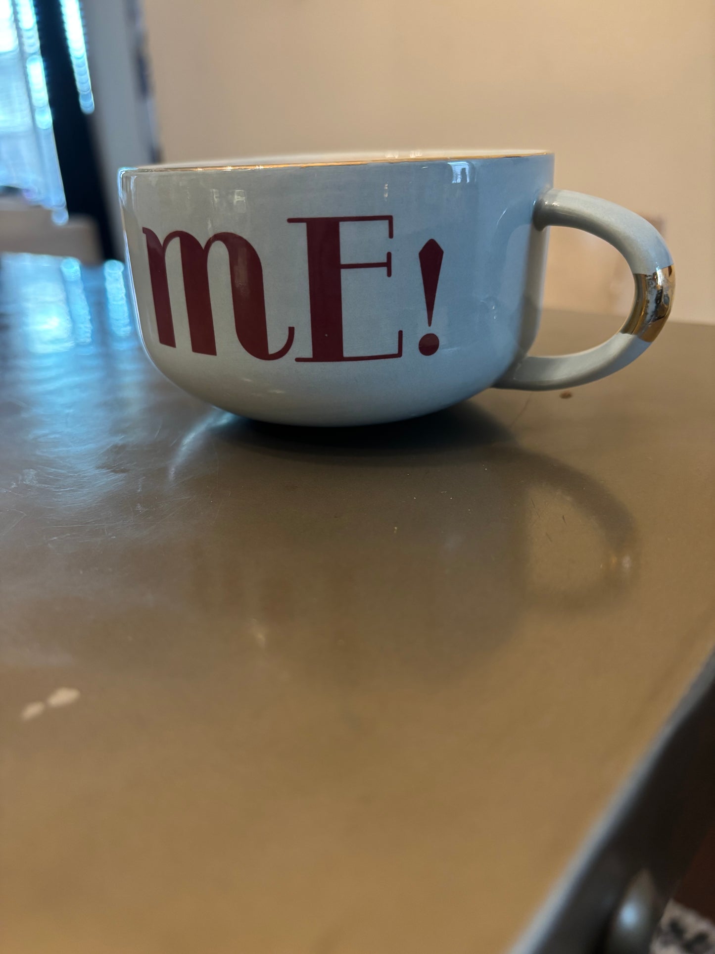 Light blue and brown “mE!”Mug by anthropology
