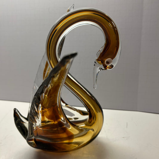 Glass Swan Sculpture Home Decor