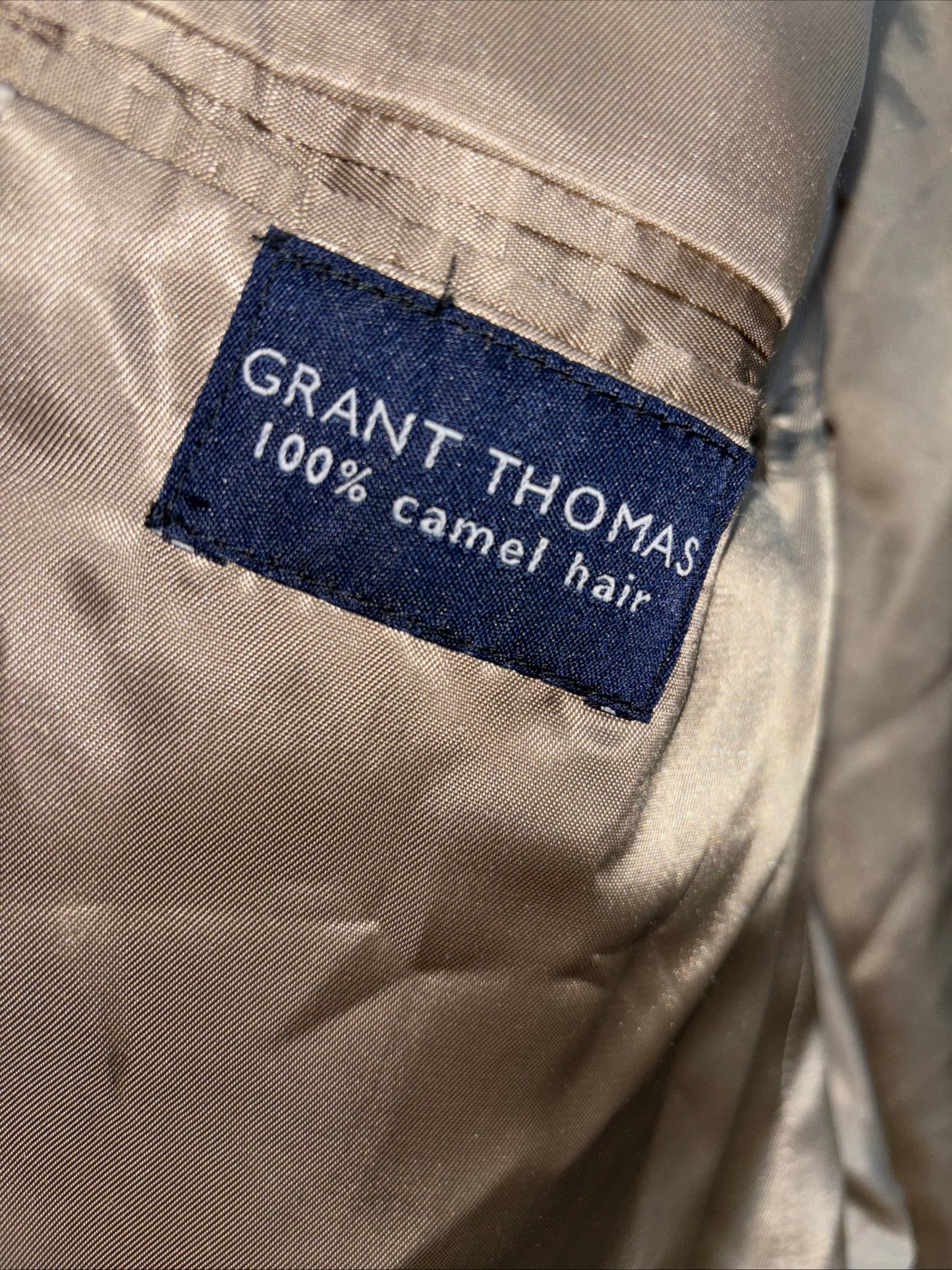 Thomas Grant, houndstooth plaid 100% camel hair suit jacket 46 long