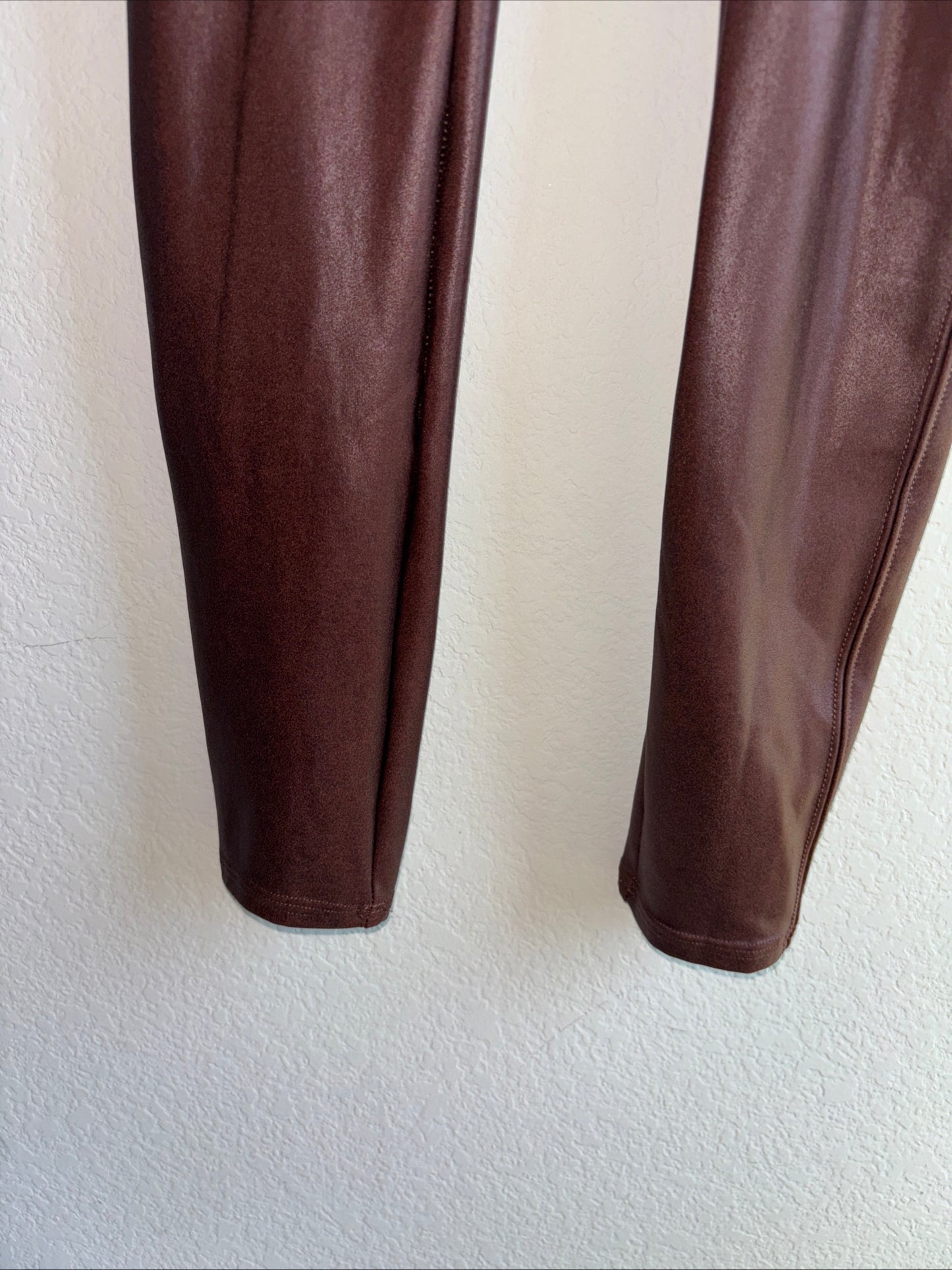 Spanx faux leather brown leggings size medium women’s