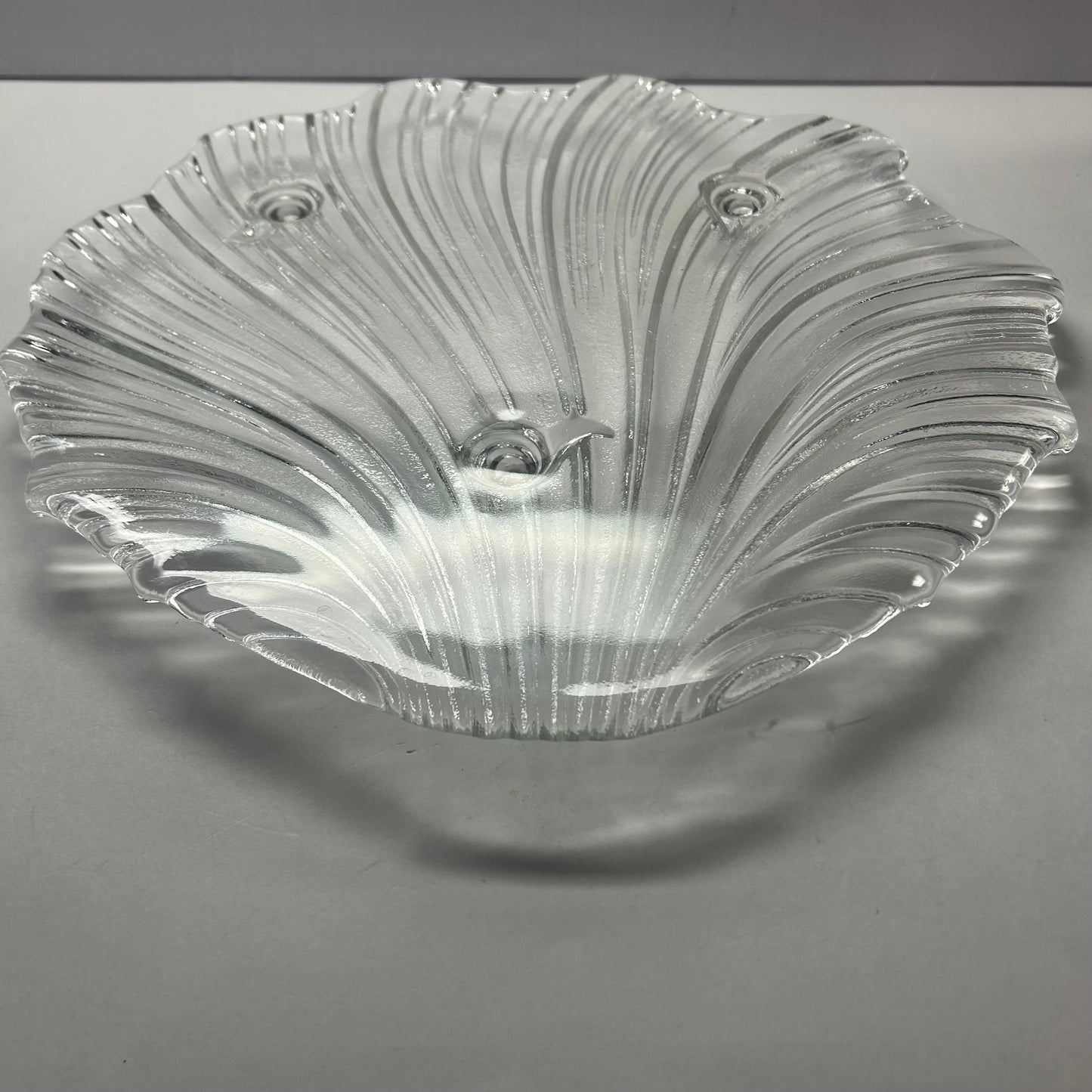 Vintage Mikasa West Germany Shell Shaped Footed Glass Platter