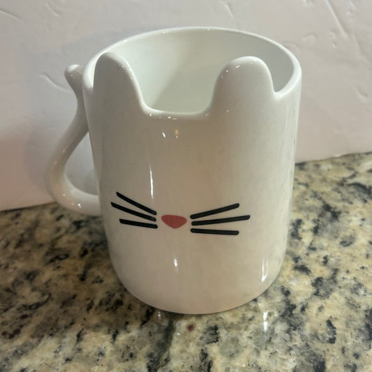 Cat Mug White with Whisker Design