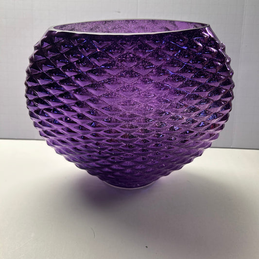 Purple Glass Vase w/ Diamond Design