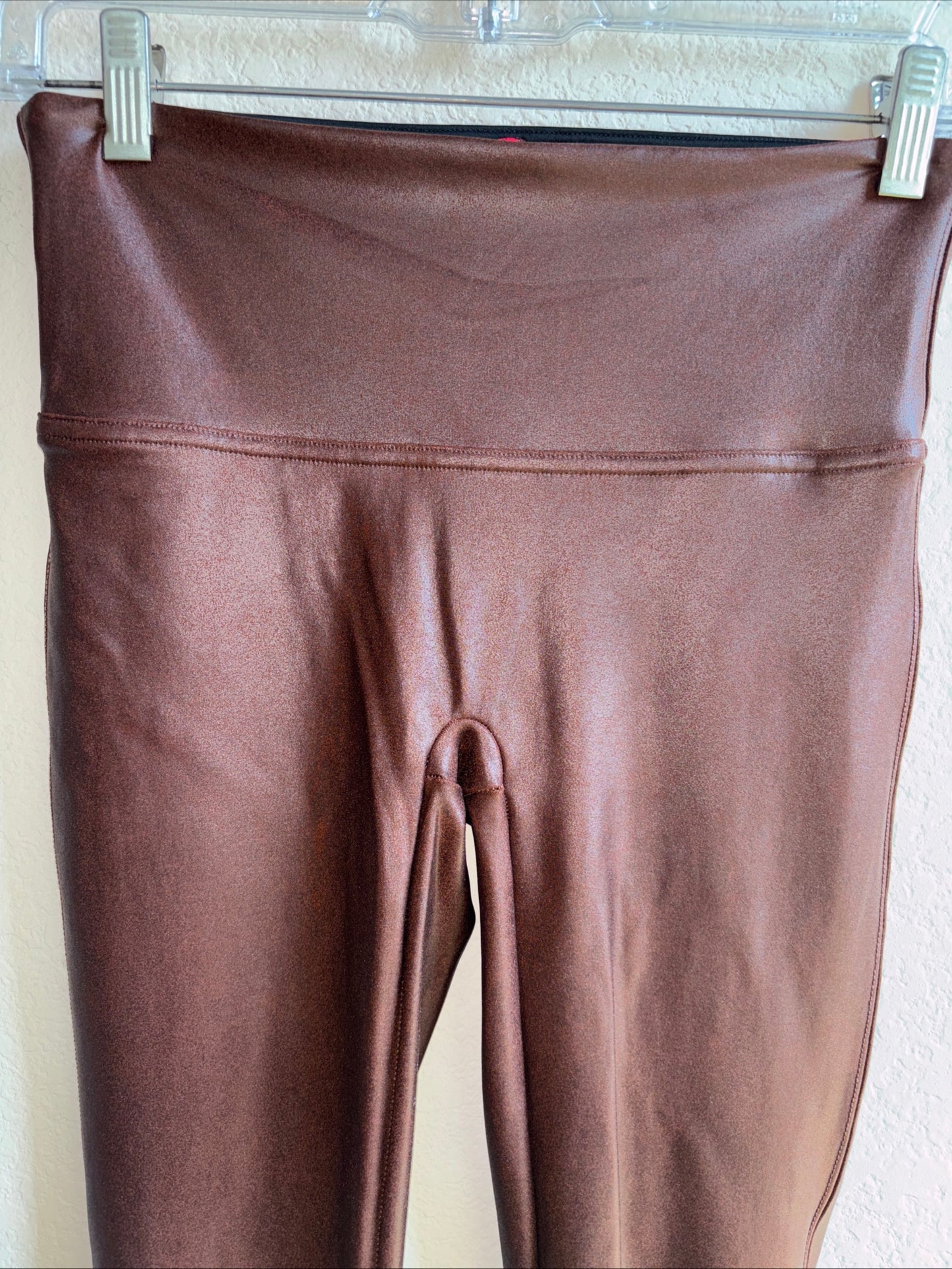 Spanx faux leather brown leggings size medium women’s