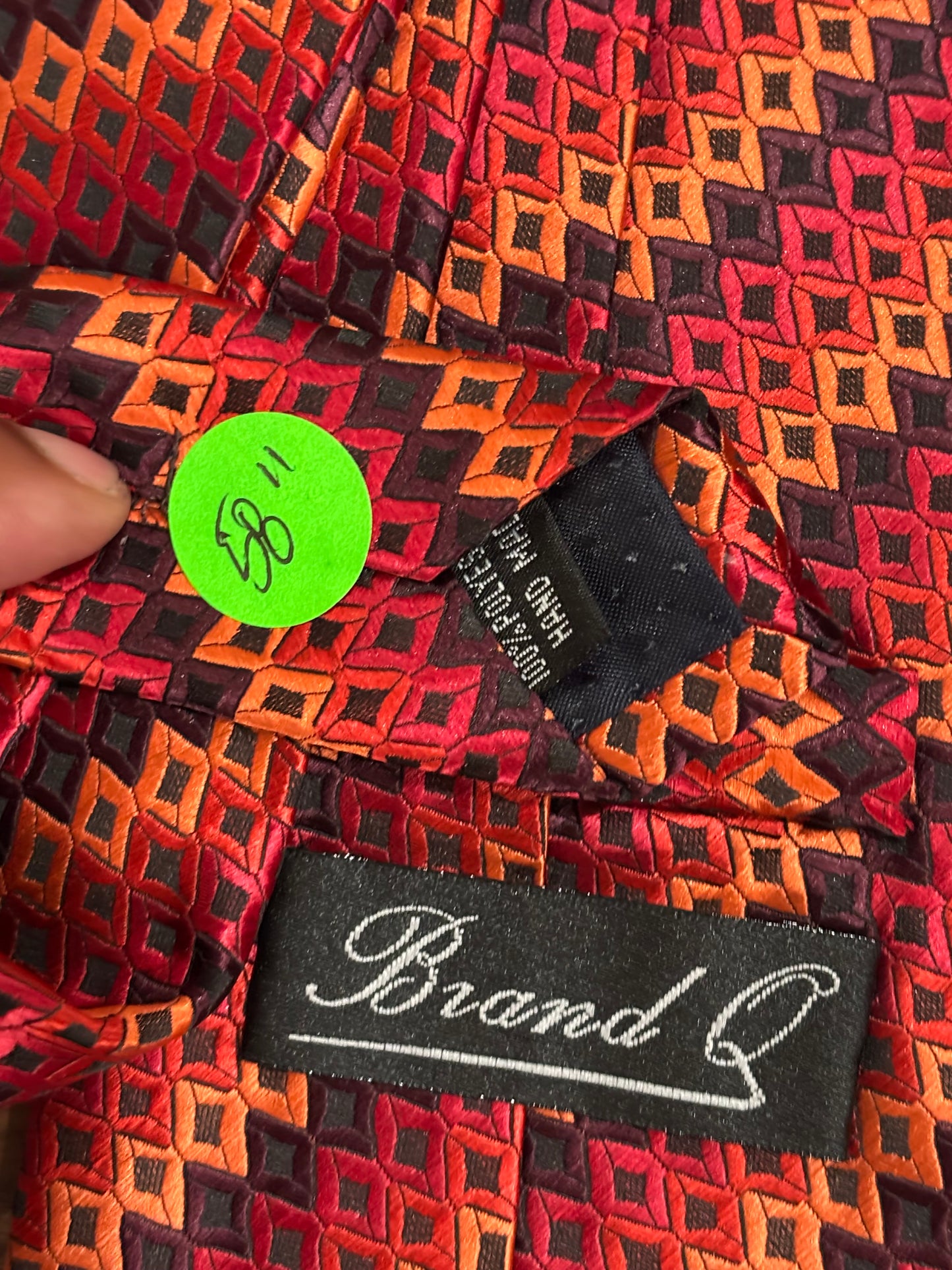 Brand Q Red/Orange/Yellow Patterned Tie 100% Polyester 58”