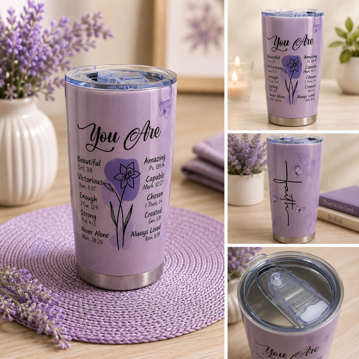 Purple Tumbler Inspirational Quotes 20oz