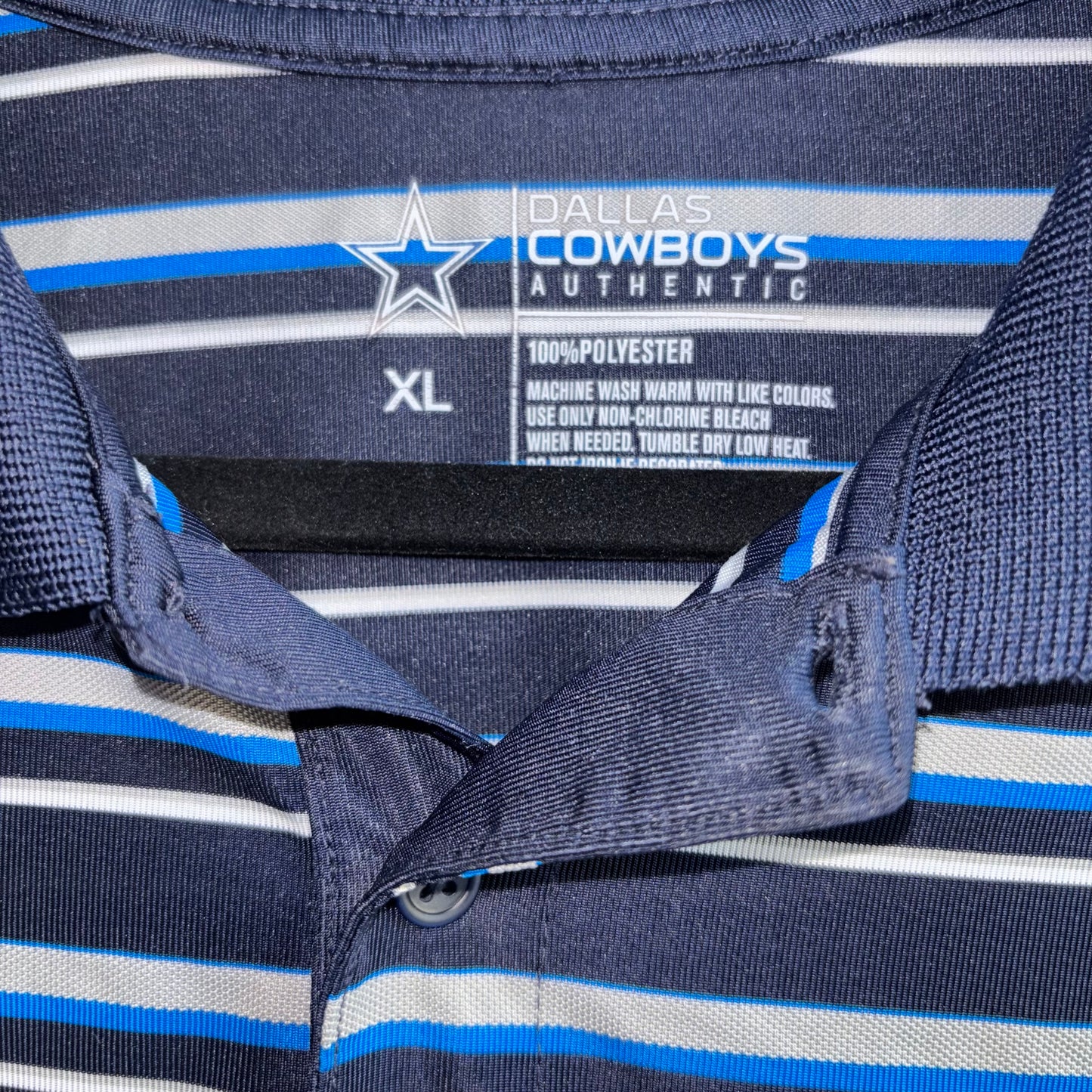 Authentic Dallas Cowboys Blue & White Stripe Men’s XL Polo Shirt