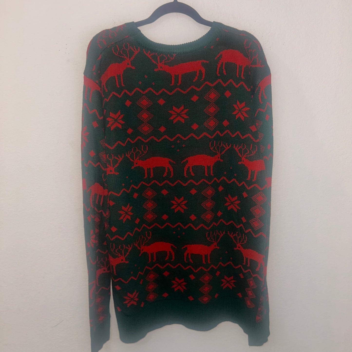 Mens green and red Christmas sweater size large