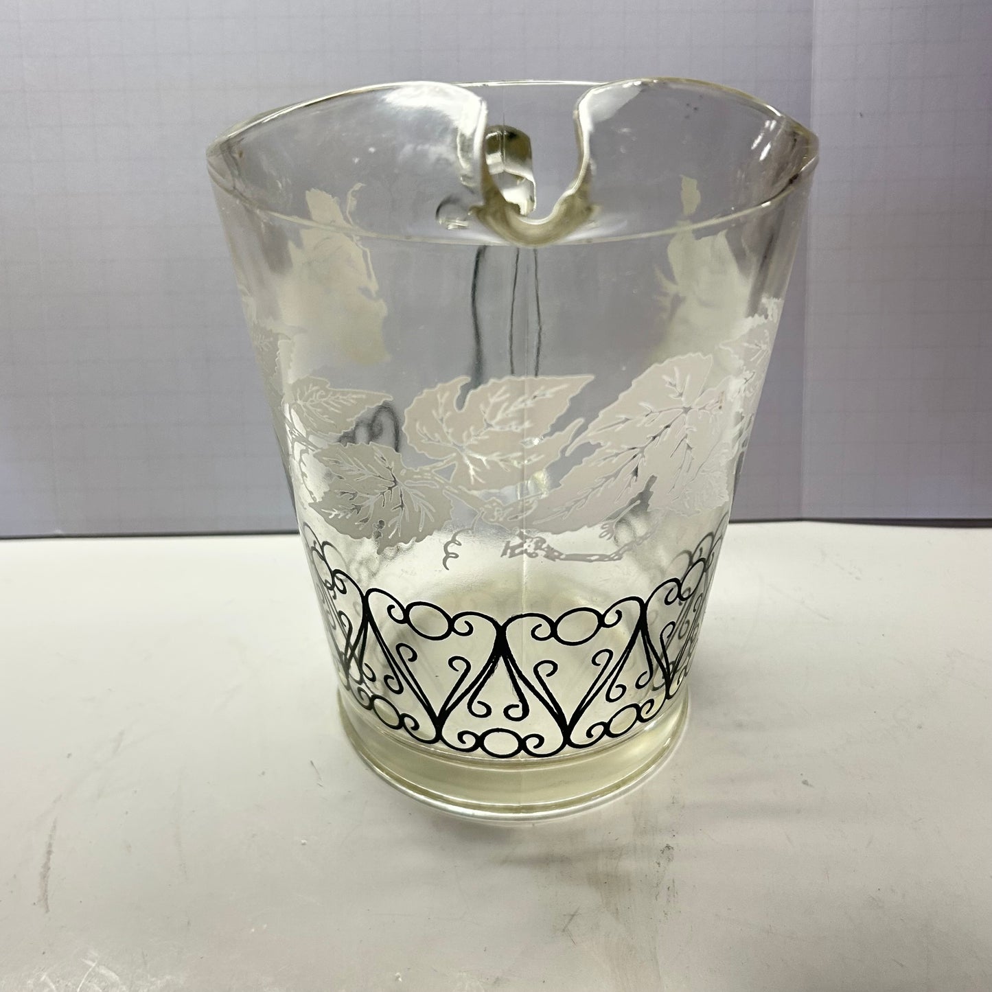 Bartlett Collins Black and White Glass Pitcher Tea Pitcher