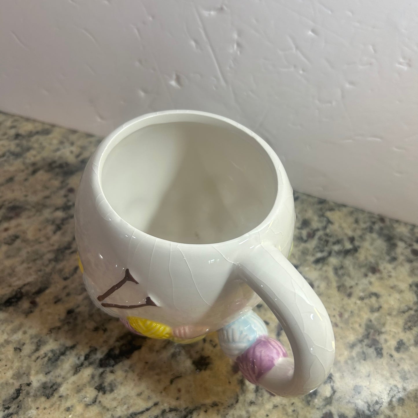 White Mug w/ Multi-Color Sewing Yarn and Needle Design 3D