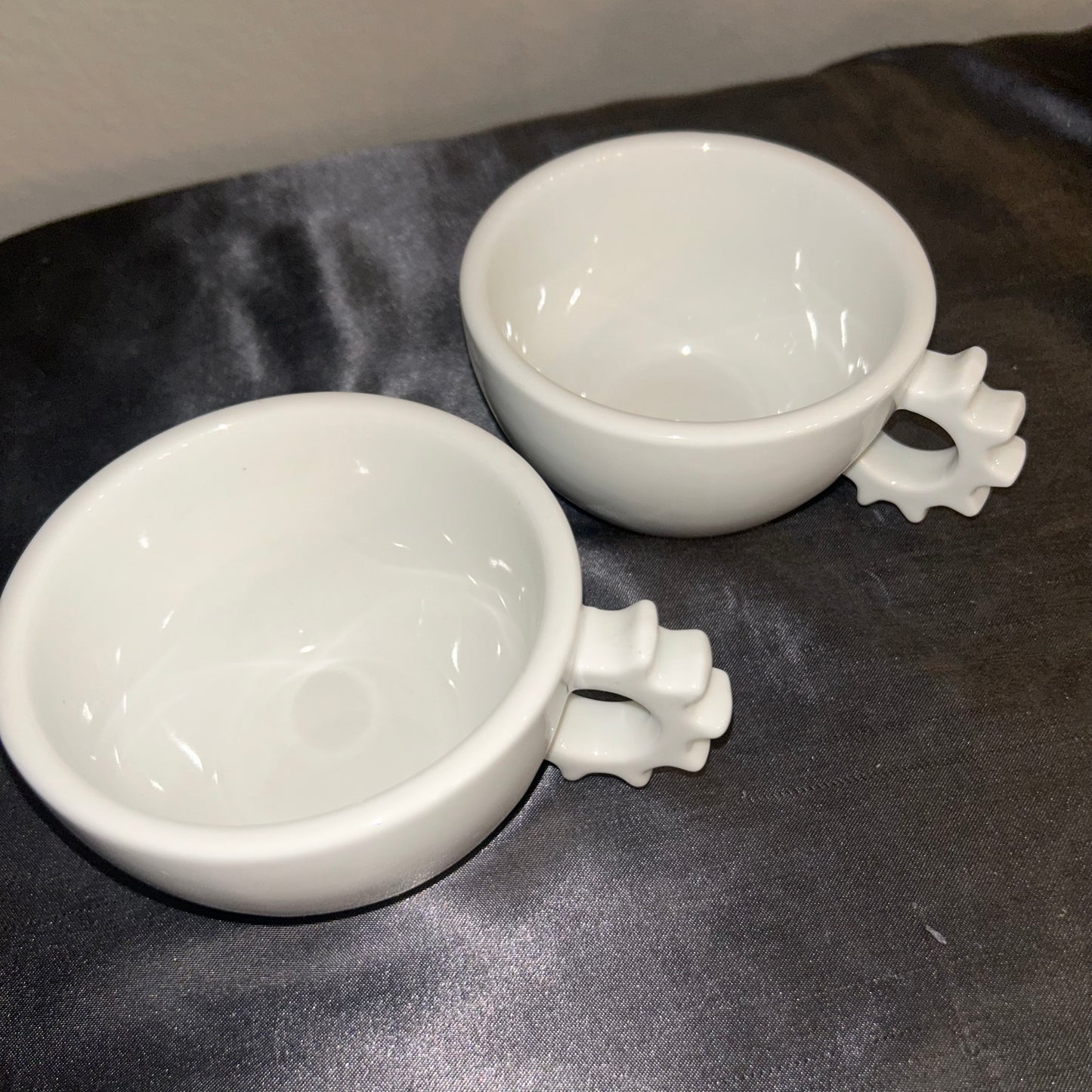 White Gear Handle Mugs set of 2