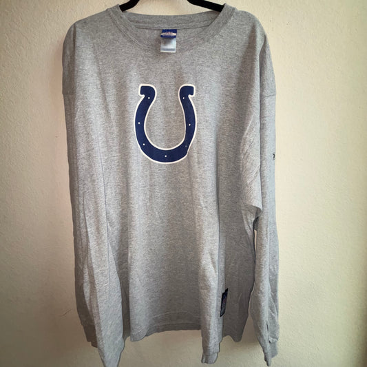 Vintage NFL Team Apparel, Indianapolis Colts gray with blue horseshoe logo,  long sleeve shirt, size 2XL