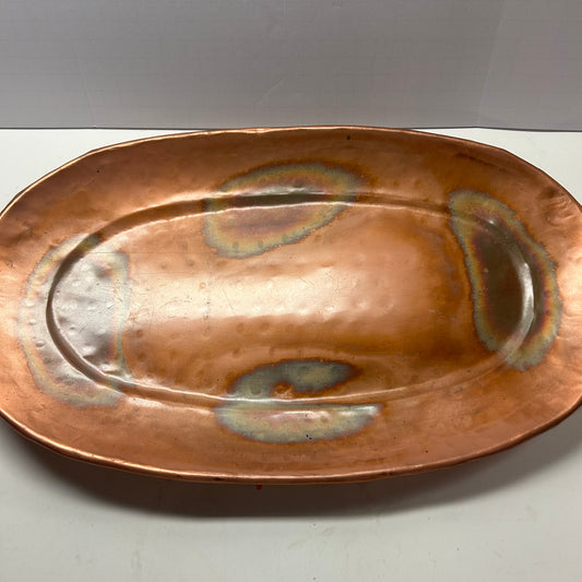 Copper serving tray with handles 10x17”