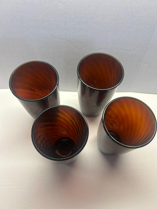 Murano Dark Amber Glasses (Set of 4)