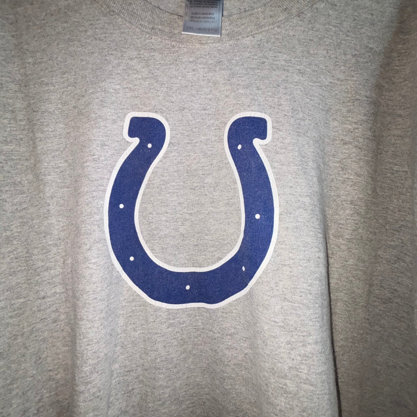 Vintage NFL Team Apparel, Indianapolis Colts gray with blue horseshoe logo, long sleeve shirt, size 2XL