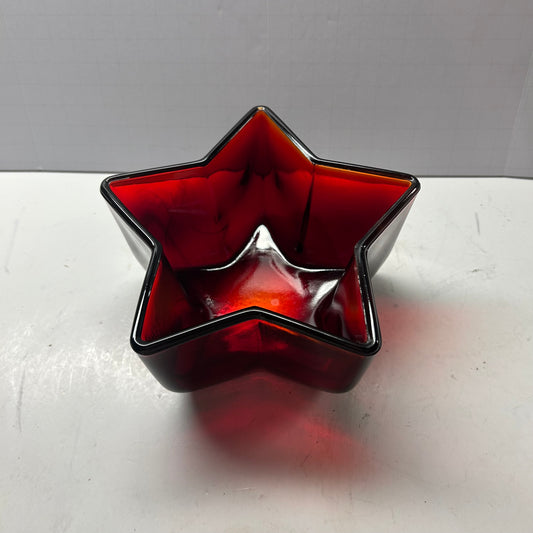 Red Star Glass Decorative Bowl