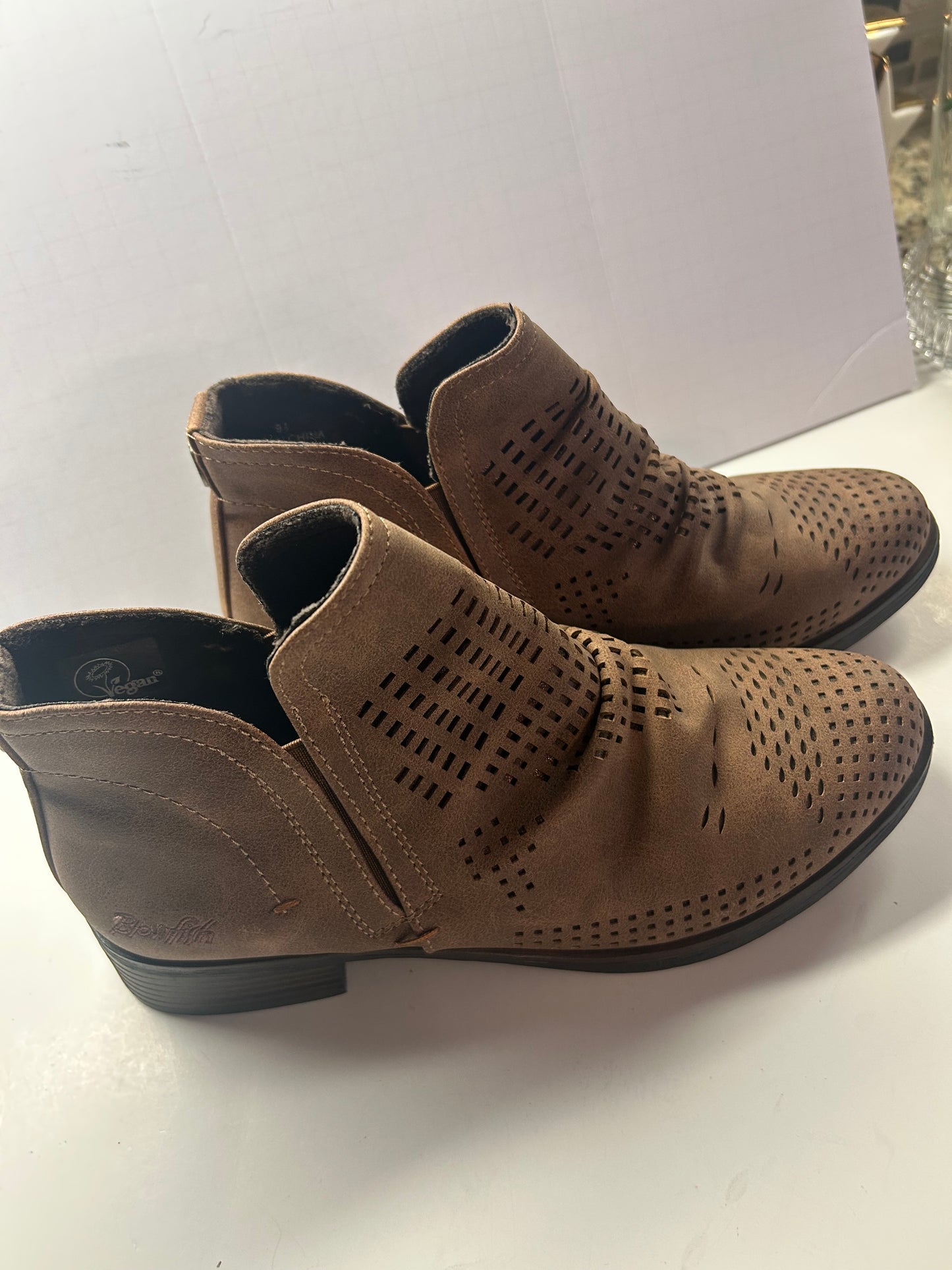 Blowfish Brown Vegan Leather Women Ankle Boots size (9 1/2) New